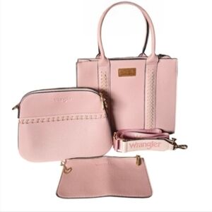 Wrangler Blush Pink Top-handle Satchel Bag and Crossbody Set